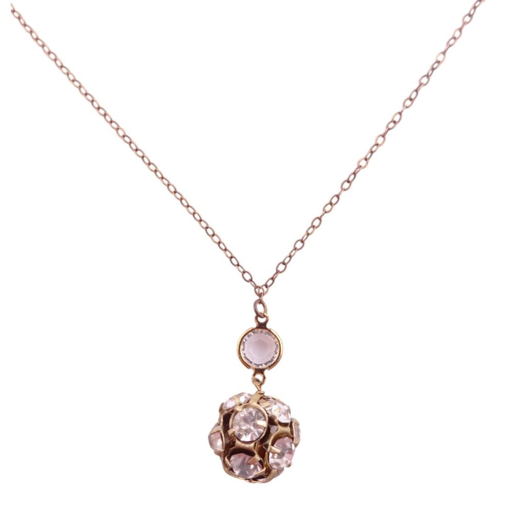 Talana Gold Plated Sterling Silver Clear Crystal Pave Orb Pendant Necklace NWT